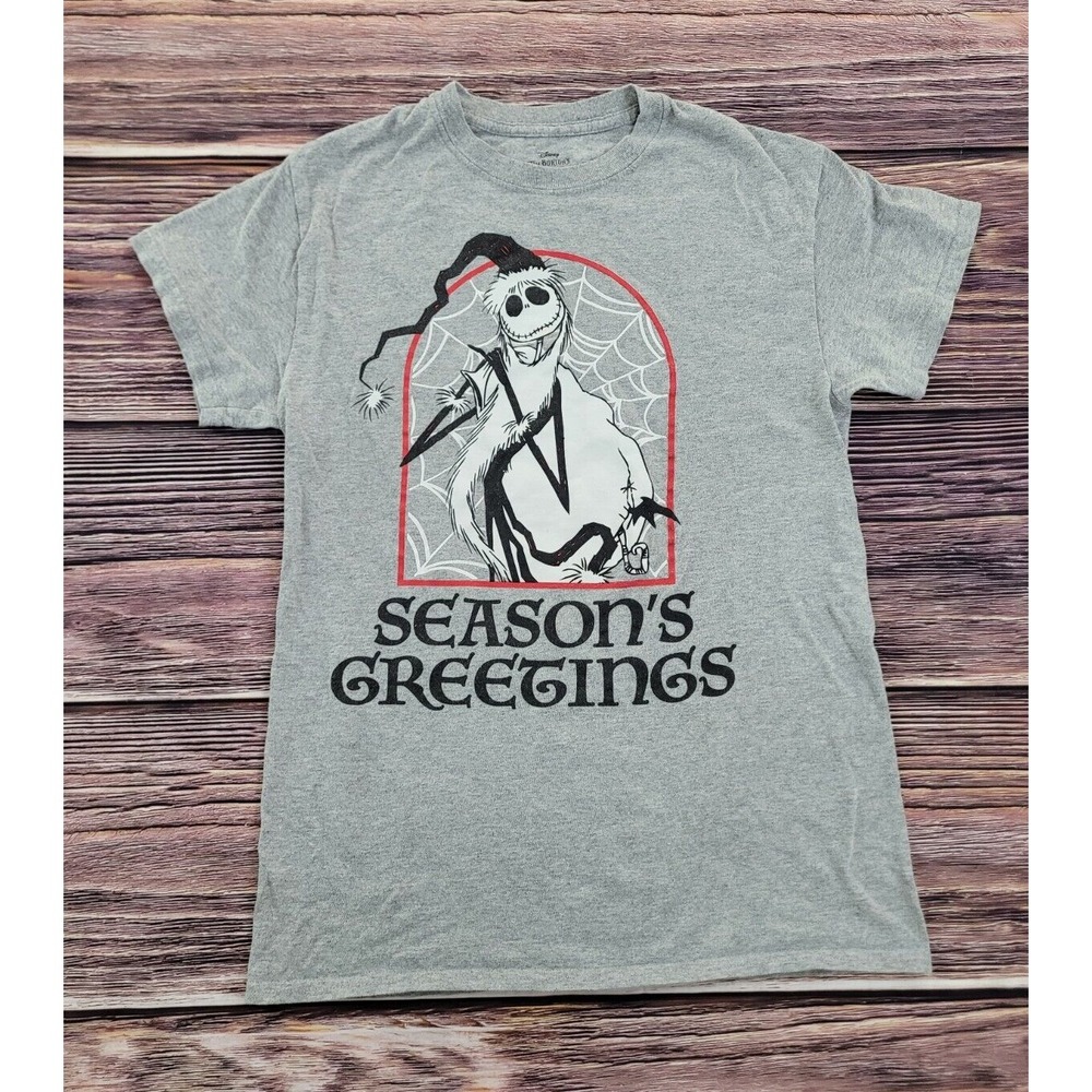 The Nightmare Before Christmas Season's Greetings Gray Tee Adult S